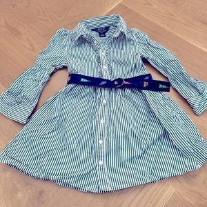 Polo Green Striped Shirtdress